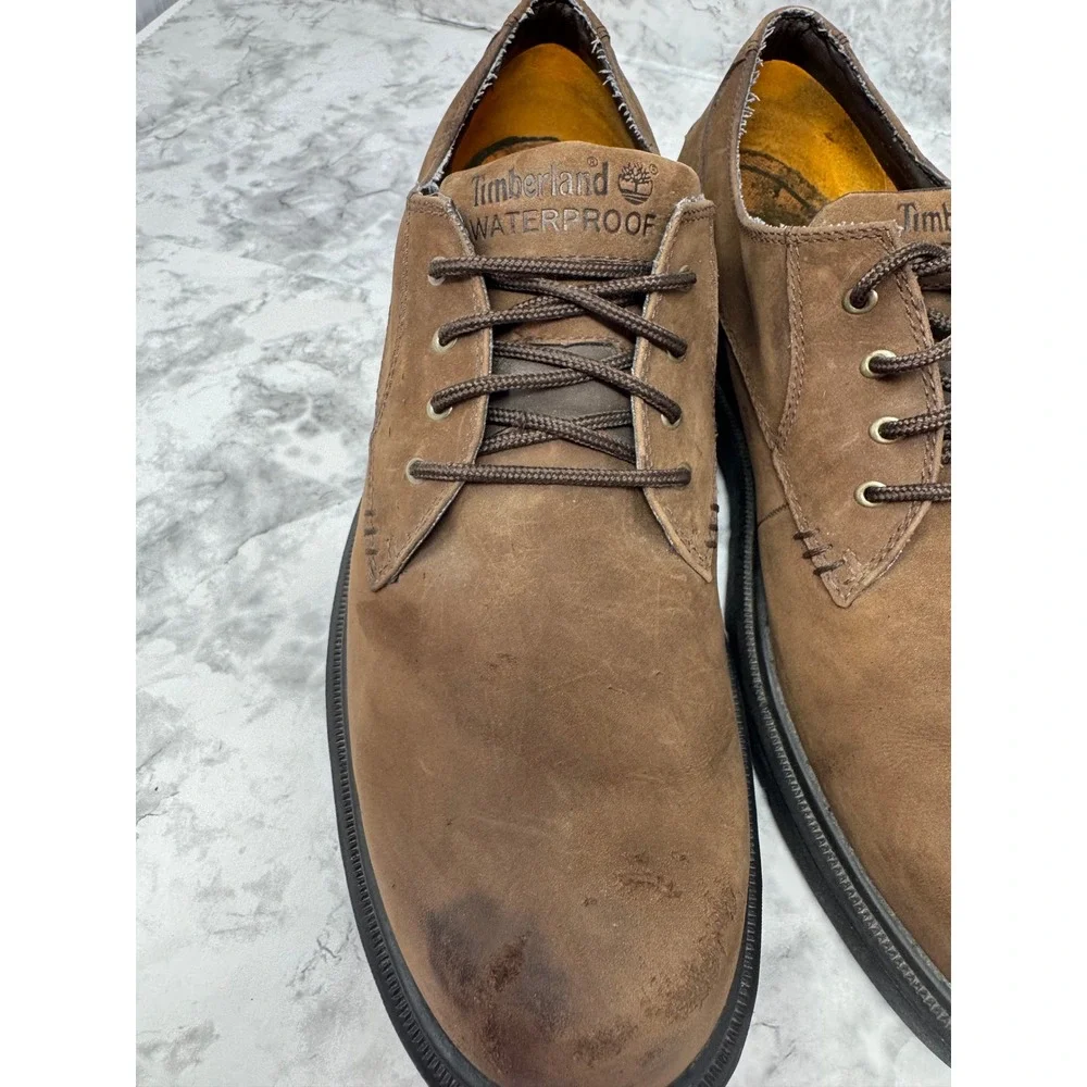 Timberland 🤑Waterproof Brown Leather Oxford Shoes‎ Mens 13M Lace Up Derby